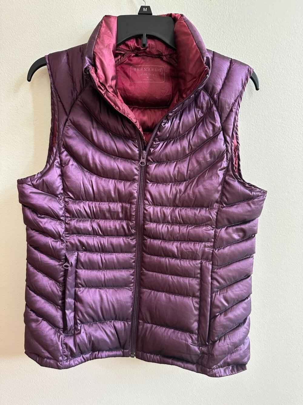 Purple Lightweight Packable Down Quilted Puffer Vest Women's Medium Bernardo